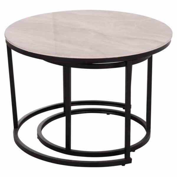 ΤΡΑΠΕΖΙA ΣΑΛΟΝΙΟΥ ΣΕΤ 2ΤΜΧ TALOS ΚΕΡΑΜΙΚΟ TOP ΜΕ ΟΨΗ ΛΕΥΚΟΥ ΜΑΡΜΑΡΟΥ HM18140.01 Φ70+Φ50 - Image 6