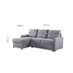 TUCAN ΚΑΝΑΠΕΣ ΚΡΕΒΑΤΙ ΓΩΝΙΑ ΑΝΑΣΤΡΕΨΙΜΗ ΓΚΡΙ 213x148x93 01-2093 - Image 5