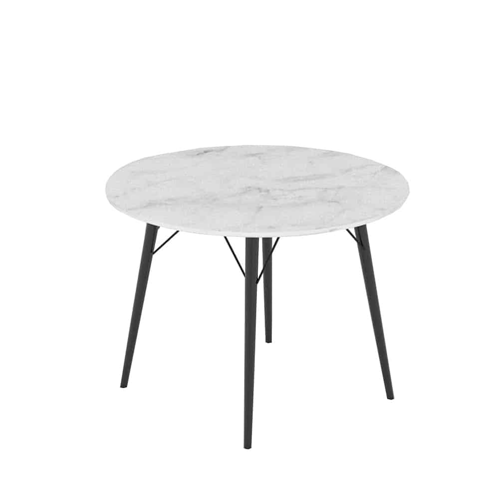 02-0329-PrvBi-first-_1 MARM ΤΡΑΠΕΖΙ ΡΟΤΟΝΤΑ ΛΕΥΚΟ ΜΕ ΟΨΗ ΜΑΡΜΑΡΟΥ ΜΑΥΡΟ 100x100x75 02-0329 - Image 1