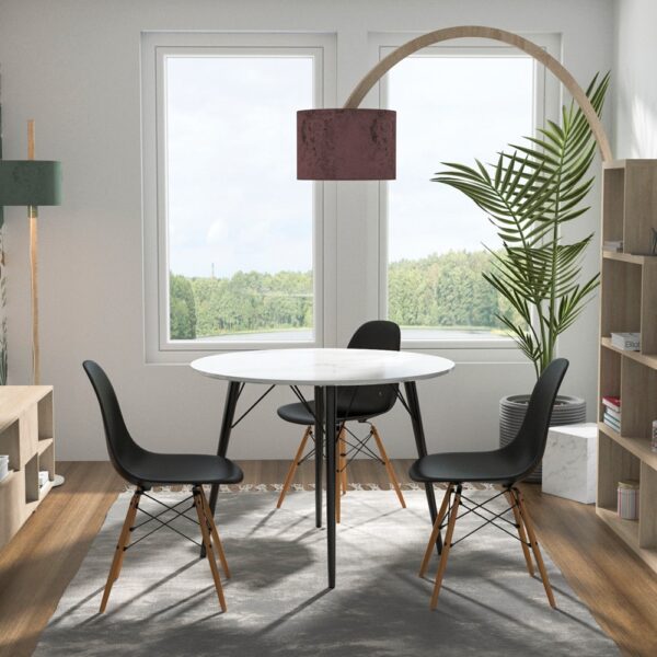 MARM ΤΡΑΠΕΖΙ ΡΟΤΟΝΤΑ ΛΕΥΚΟ ΜΕ ΟΨΗ ΜΑΡΜΑΡΟΥ ΜΑΥΡΟ 100x100x75 02-0329 - Image 2