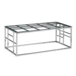 BELLAGIO COFFEE TABLE ΑΣΗΜΙ ΔΙΑΦΑΝΟ 120x60x45 04-0413