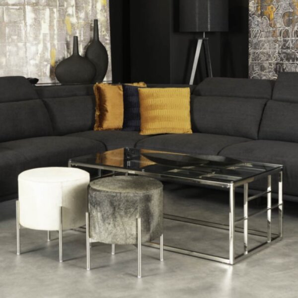 BELLAGIO COFFEE TABLE ΑΣΗΜΙ ΔΙΑΦΑΝΟ 120x60x45 04-0413 - Image 2