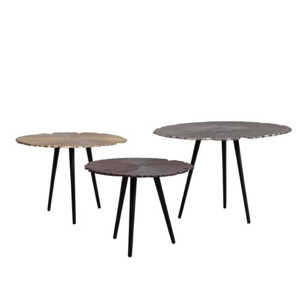 LEAF 50 SIDE TABLE ΧΡΥΣΟ ΜΑΤ ΜΑΥΡΟ 50x50x36 04-0612 - Image 4