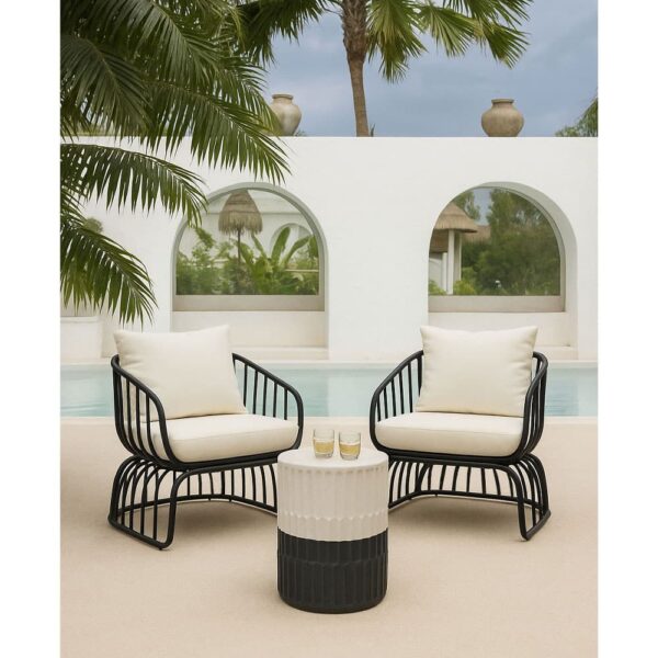 DUETTO SIDE TABLE ΜΑΥΡΟ ΛΕΥΚΟ 44.5x44.5x56.5 04-1186 - Image 2