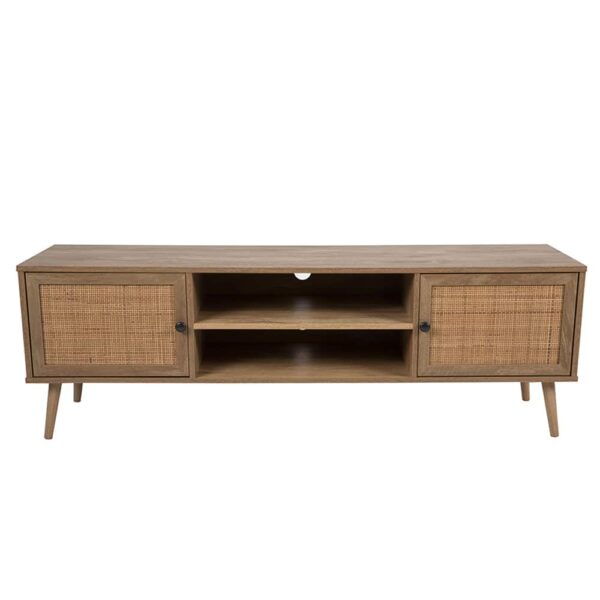 AMMOS TV STAND 2ΠΟΡΤΕΣ ΦΥΣΙΚΟ ΜΕ RATTAN 150x39x49 05-0471 - Image 2