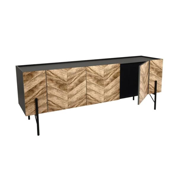 PARKE TV STAND ΜΑΥΡΟ ΦΥΣΙΚΟ ΜΕ PATTERN 160x43x60 05-0477 - Image 2