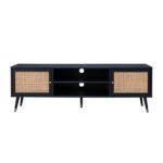 VIENNA TV STAND ΜΑΥΡΟ ΜΕ RATTAN 150x39x49 05-0565 - Image 2