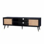 VIENNA TV STAND ΜΑΥΡΟ ΜΕ RATTAN 150x39x49 05-0565 - Image 3