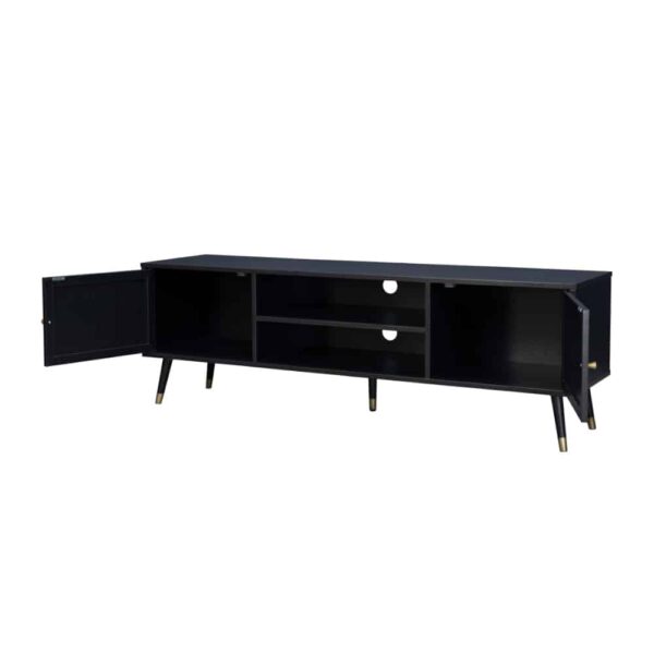 VIENNA TV STAND ΜΑΥΡΟ ΜΕ RATTAN 150x39x49 05-0565 - Image 4