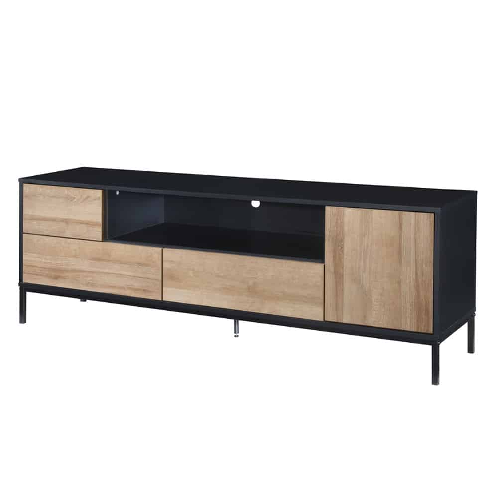 05-0670-xcYYd-first-_1 BLACKBIRD TV STAND RIVIERA OAK ΜΑΥΡΟ 160x40.5x58 05-0670 - Image 1