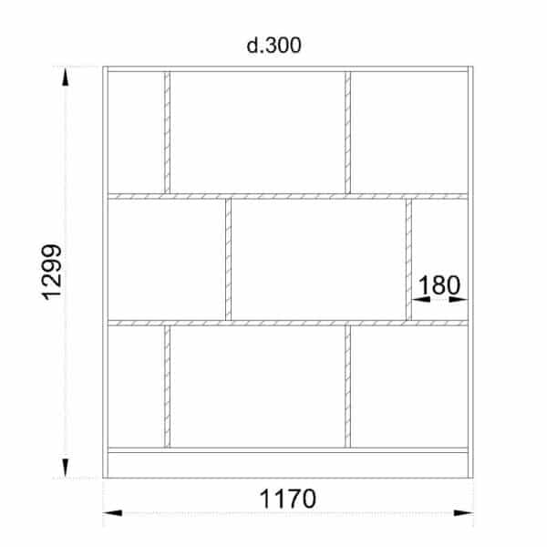 MAZE 117 ΒΙΒΛΙΟΘΗΚΗ ΧΑΜΗΛΗ SONOMA ΓΚΡΙ ΣΚΟΥΡΟ 117x30x130 24-0586 - Image 2