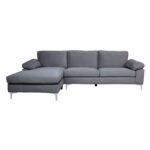 ALEX Καναπές Σαλονιού Καθιστικού Δεξιά Γωνία, Ύφασμα Σκούρο Γκρι Velure 260x130x82cm H.83cm