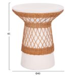 ΒΟΗΘΗΤΙΚΟ ΤΡΑΠΕΖΙ ΣΤΡΟΓΓΥΛΟ DELIA HM18167.02 FIBER CEMENT ΛΕΥΚΟ & RATTAN Φ40x45Υεκ - Image 2