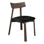 CORNEL Καρέκλα Τραπεζαρίας, Απόχρωση Καρυδί, Pu Μαύρο 48x54x82cm