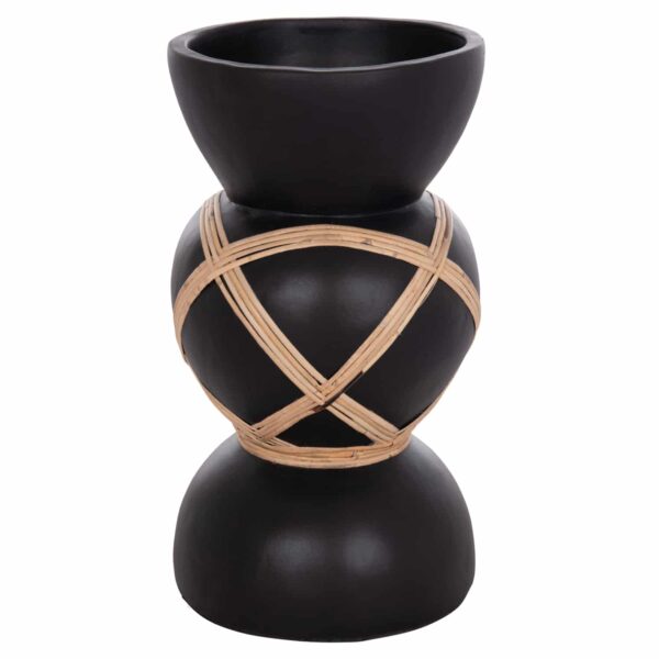 ΔΙΑΚΟΣΜΗΤΙΚΟ ΒΑΖΟ ΔΑΠΕΔΟΥ MAYNARD HM4672.01S TERRACOTTA ΜΑΥΡΟ-RATTAN Φ27.5x50Υ - Image 3