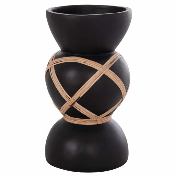 ΔΙΑΚΟΣΜΗΤΙΚΟ ΒΑΖΟ ΔΑΠΕΔΟΥ MAYNARD HM4672.01S TERRACOTTA ΜΑΥΡΟ-RATTAN Φ27.5x50Υ - Image 4
