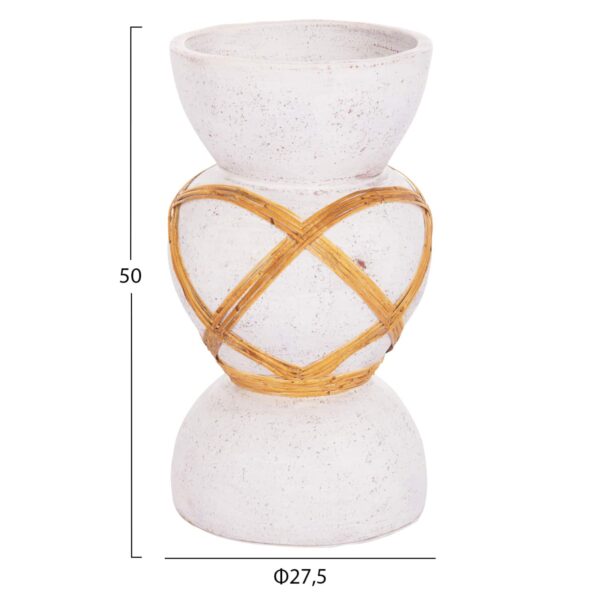 ΔΙΑΚΟΣΜΗΤΙΚΟ ΒΑΖΟ ΔΑΠΕΔΟΥ MAYNARD HM4672.02S TERRACOTTA ΛΕΥΚΟ--RATTAN Φ27.5x50Υεκ - Image 2