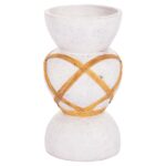 ΔΙΑΚΟΣΜΗΤΙΚΟ ΒΑΖΟ ΔΑΠΕΔΟΥ MAYNARD HM4672.02S TERRACOTTA ΛΕΥΚΟ--RATTAN Φ27.5x50Υεκ