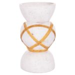 ΔΙΑΚΟΣΜΗΤΙΚΟ ΒΑΖΟ ΔΑΠΕΔΟΥ MAYNARD HM4672.02S TERRACOTTA ΛΕΥΚΟ--RATTAN Φ27.5x50Υεκ - Image 3