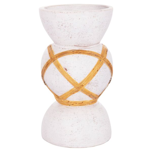 ΔΙΑΚΟΣΜΗΤΙΚΟ ΒΑΖΟ ΔΑΠΕΔΟΥ MAYNARD HM4672.02S TERRACOTTA ΛΕΥΚΟ--RATTAN Φ27.5x50Υεκ - Image 3