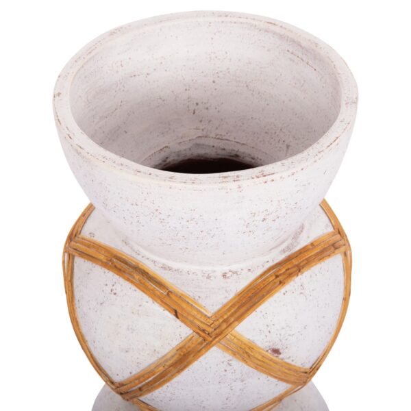 ΔΙΑΚΟΣΜΗΤΙΚΟ ΒΑΖΟ ΔΑΠΕΔΟΥ MAYNARD HM4672.02S TERRACOTTA ΛΕΥΚΟ--RATTAN Φ27.5x50Υεκ - Image 4