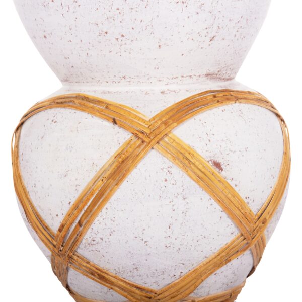 ΔΙΑΚΟΣΜΗΤΙΚΟ ΒΑΖΟ ΔΑΠΕΔΟΥ MAYNARD HM4672.02S TERRACOTTA ΛΕΥΚΟ--RATTAN Φ27.5x50Υεκ - Image 5