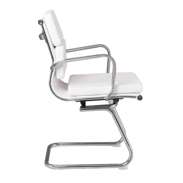 BF4800V Πολυθρόνα Γραφείου Επισκέπτη, Μέταλλο Χρώμιο, PU  Άσπρο 55x63x92cm - Image 4