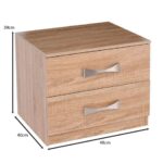 LIFE Κομοδίνο με 2 Συρτάρια, Απόχρωση Sonoma 48x40x39cm - Image 3