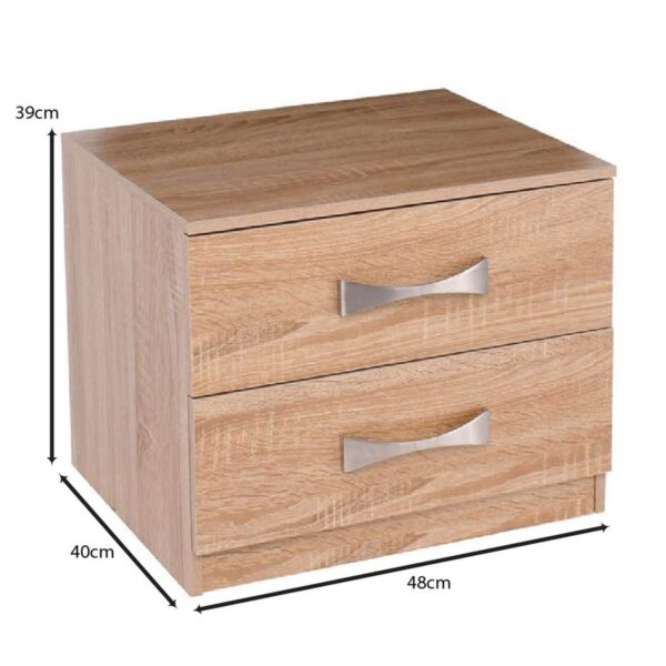 LIFE Κομοδίνο με 2 Συρτάρια, Απόχρωση Sonoma 48x40x39cm - Image 3