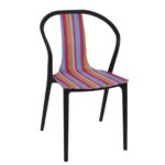 VISION Καρέκλα Στοιβαζόμενη, Ύφασμα Ριγέ, PP Μαύρο 57x53x89cm - Image 2