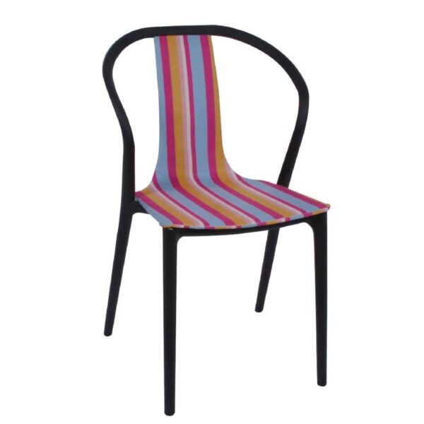 VISION Καρέκλα Στοιβαζόμενη, Ύφασμα Ριγέ, PP Μαύρο 57x53x89cm - Image 2