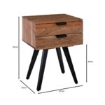 ANKO Κομοδίνο Μέταλλο Βαφή Μαύρο, Ξύλο Ακακία Φυσικό 47x35x65cm - Image 6