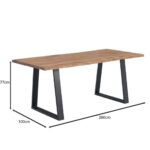 LIZARD Τραπέζι Τραπεζαρίας, Μέταλλο Βαφή Μαύρο, Ξύλο Ακακία Φυσικό 260x100x77cm - Image 3