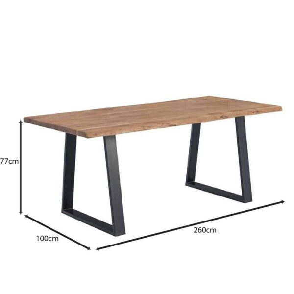 LIZARD Τραπέζι Τραπεζαρίας, Μέταλλο Βαφή Μαύρο, Ξύλο Ακακία Φυσικό 260x100x77cm - Image 3