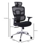 BF8400 Πολυθρόνα Γραφείου Διευθυντή, Mesh - Ύφασμα Μαύρο, Βάση Αλουμίνιο 72x71x116/126cm - Image 3