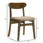 DOM Καρέκλα Τραπεζαρίας Απόχρωση Καρυδί, Ύφασμα Καφέ 48x51x79cm - Image 3