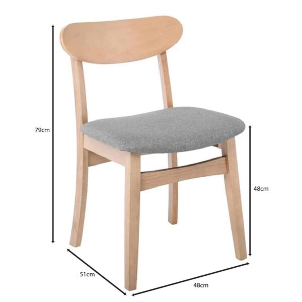 DOM Καρέκλα Τραπεζαρίας Απόχρωση Oak, Ύφασμα Γκρι 48x51x79cm - Image 3