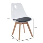 MARTIN Καρέκλα Ξύλο, PET Clear, PU Μαύρο, Μονταρισμένη Ταπετσαρία 49x57x82cm - Image 5