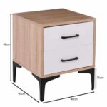 MERRANO Κομοδίνο με 2 Συρτάρια Απόχρωση Sonoma-Άσπρο 40x40x48cm - Image 3