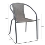 BALENO-W Πολυθρόνα Στοιβαζόμενη, Μέταλλο Βαφή Ανθρακί, Wicker Mixed Grey 52x60x72cm - Image 3