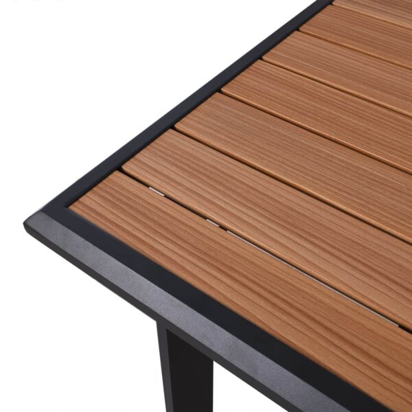 NAPOLI Τραπέζι Dining Κήπου- Βεράντας, Αλουμίνιο Βαφή Μαύρο Επιφάνεια Alu απόχρωσης Ξύλου 186+60x95cm H.77cm - Image 4