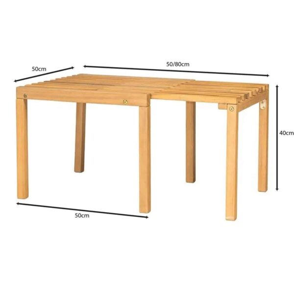 COZY Τραπεζάκι Βοηθητικό Βεράντας-Κήπου, Επεκτεινόμενο Ακακία Φυσικό 50+30x50 H.40cm - Image 6
