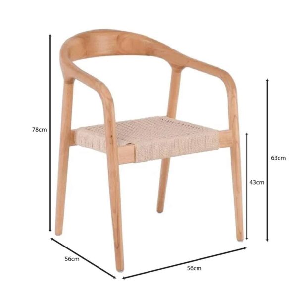 LEXY Πολυθρόνα Τραπεζαρίας Φυσικό, Κάθισμα Paper Rope 56x56x78cm - Image 6