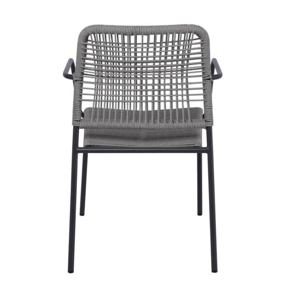 LUIGI Πολυθρόνα Βεράντας-Κήπου Μέταλλο Βαφή Ανθρακί, Rope Wicker Γκρι, Στοιβαζόμενη 52x61x79cm - Image 4