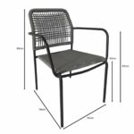 LUIGI Πολυθρόνα Βεράντας-Κήπου Μέταλλο Βαφή Ανθρακί, Rope Wicker Γκρι, Στοιβαζόμενη 52x61x79cm - Image 6