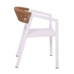 PARMA Πολυθρόνα Βεράντας-Κήπου ALU Άσπρο, Rope Wicker Φυσικό, Textilene Άσπρο, Στοιβαζόμενη 55x58x78cm - Image 3