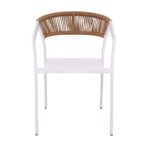 PARMA Πολυθρόνα Βεράντας-Κήπου ALU Άσπρο, Rope Wicker Φυσικό, Textilene Άσπρο, Στοιβαζόμενη 55x58x78cm - Image 5