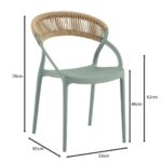 DORA Πολυθρόνα Στοιβαζόμενη, PP Πράσινο, Rope Wicker Φυσικό 53x61x78cm - Image 3