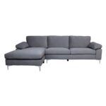 ALEX Καναπές Σαλονιού Καθιστικού Δεξιά Γωνία, Ύφασμα Σκούρο Γκρι Velure 260x130x82cm H.83cm - Image 2