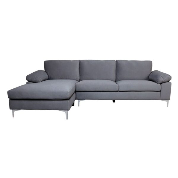 ALEX Καναπές Σαλονιού Καθιστικού Δεξιά Γωνία, Ύφασμα Σκούρο Γκρι Velure 260x130x82cm H.83cm - Image 2